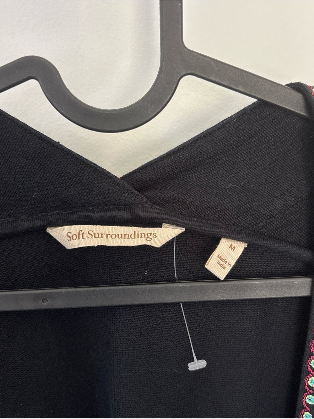 Soft Surroundings Black Embroidered Floral Open-Front Cardigan - Picture 3 of 9